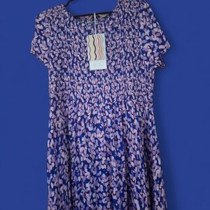 Mister Zimi Blue and Purple Patterned Dress